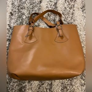 Cowhide leather tote with matching pouch